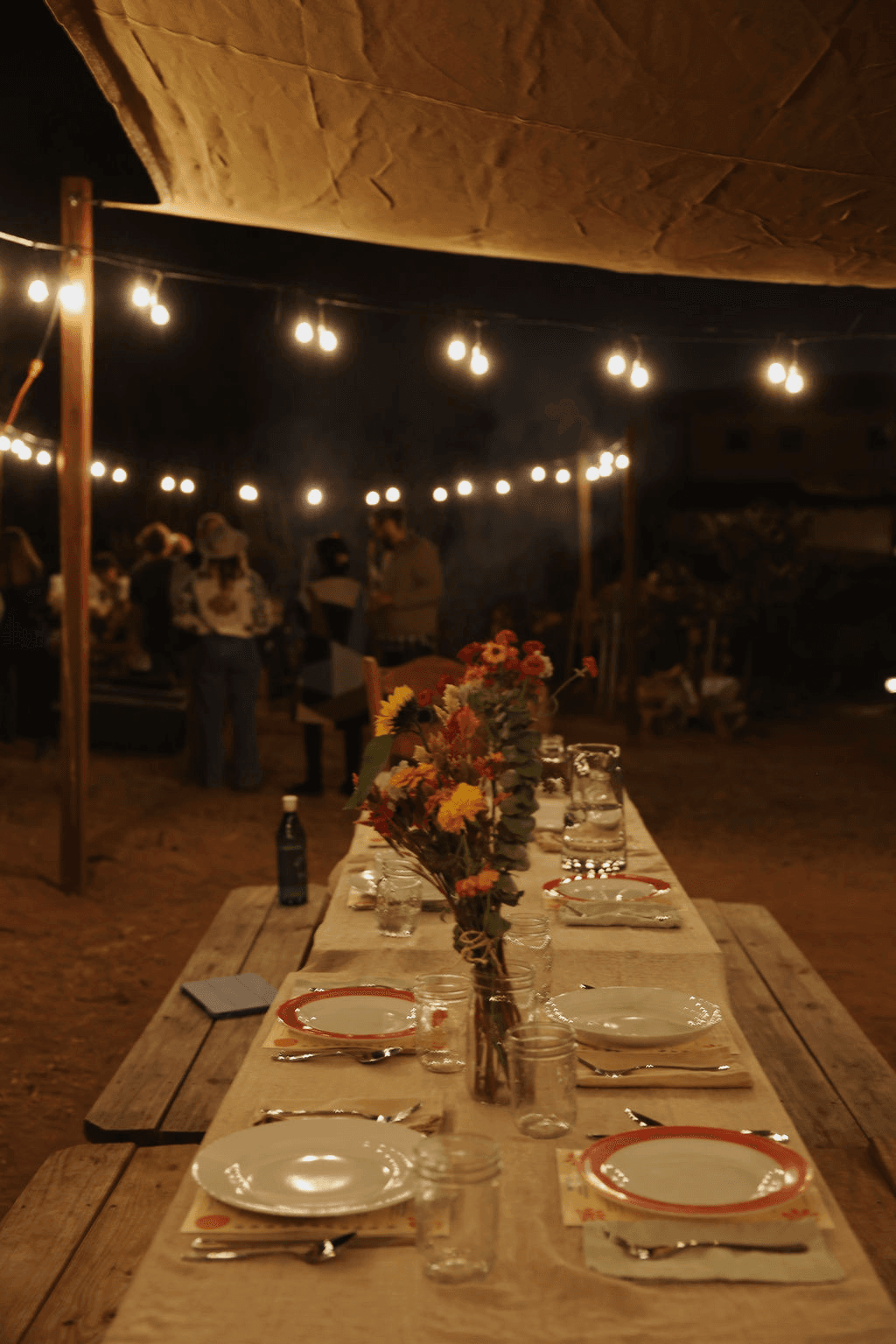 Outdoor dinner table setting