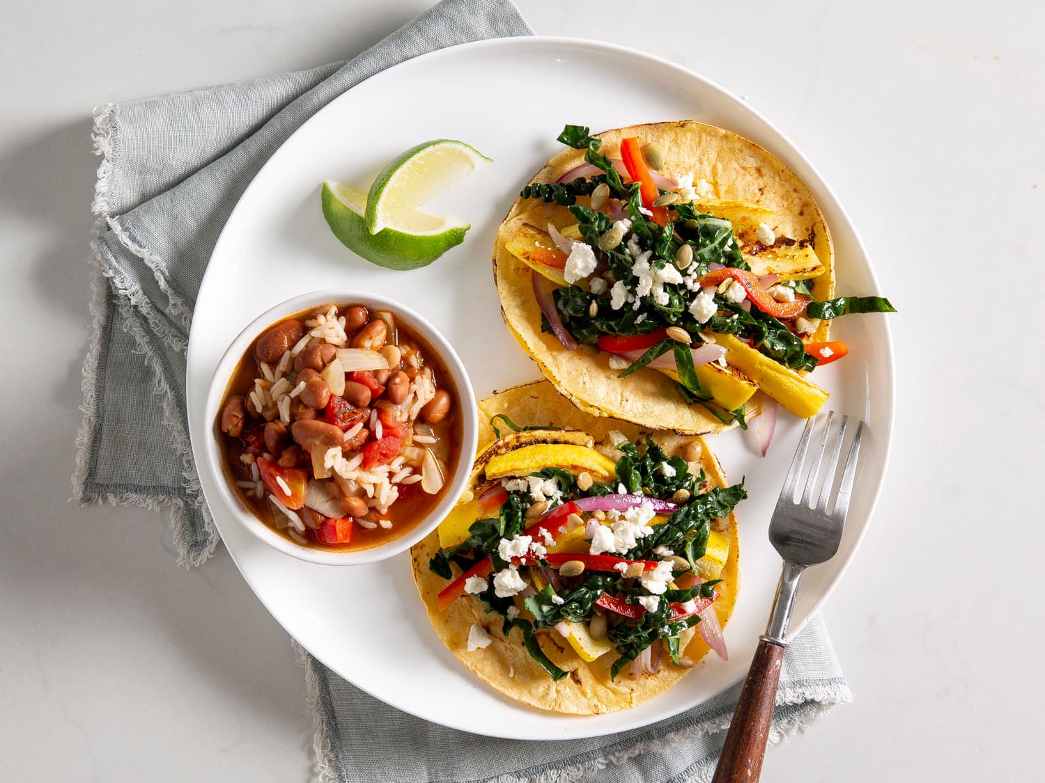 Summer Squash Tacos with Kale Slaw