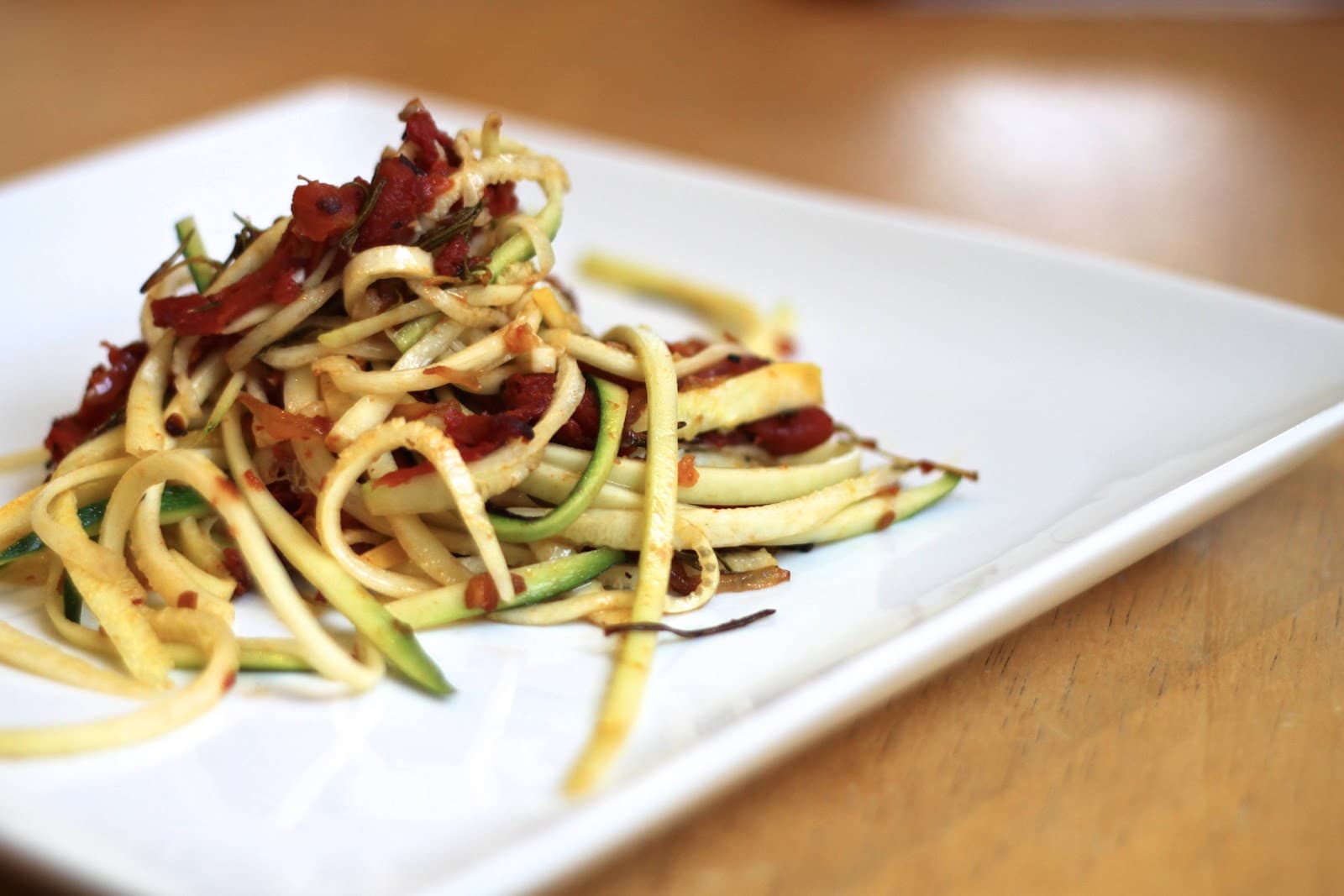 Roasted Rosemary Tomatoes & Zucchini Pasta